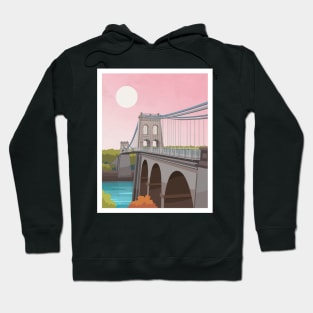 Menai Bridge Anglesey in Pastel Pink - North Wales Hoodie